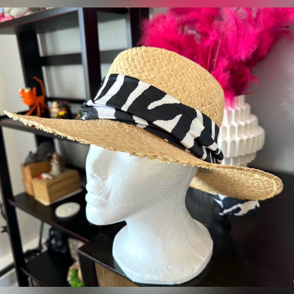 Chapeaus Rio Branco Brazil Straw Hat with Zebra Scarf